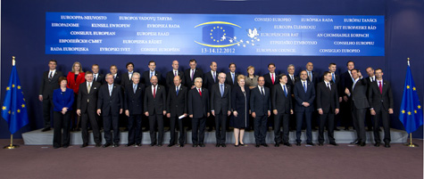 Eurooppa-neuvoston kokous 13.-14.12.2012, perhekuva. Kuva: Euroopan unionin neuvosto.