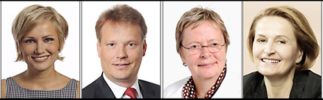 Takkula, Jaakonsaari, Korhola, Jäätteenmäki. Kuva: Euroopan parlamentti.