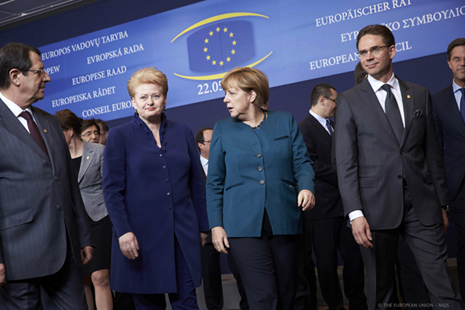 Nicos Anastasiades, Dalia Grybauskaite, Angela Merkel, Jyrki Katainen. Kuva: Euroopan unionin neuvosto.