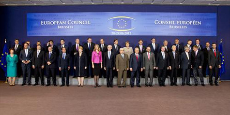 EU:n päämiehet kokoontuivat 28.–29.6.2012 Brysselissä. Kuva: Eurooppa-neuvosto