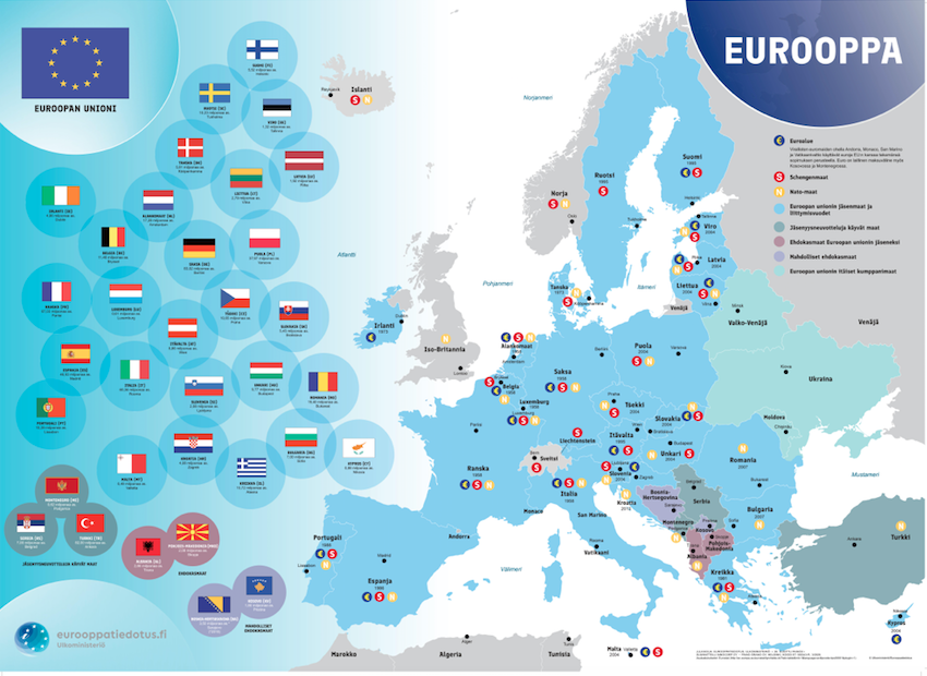 Kuvassa euroopan kartta